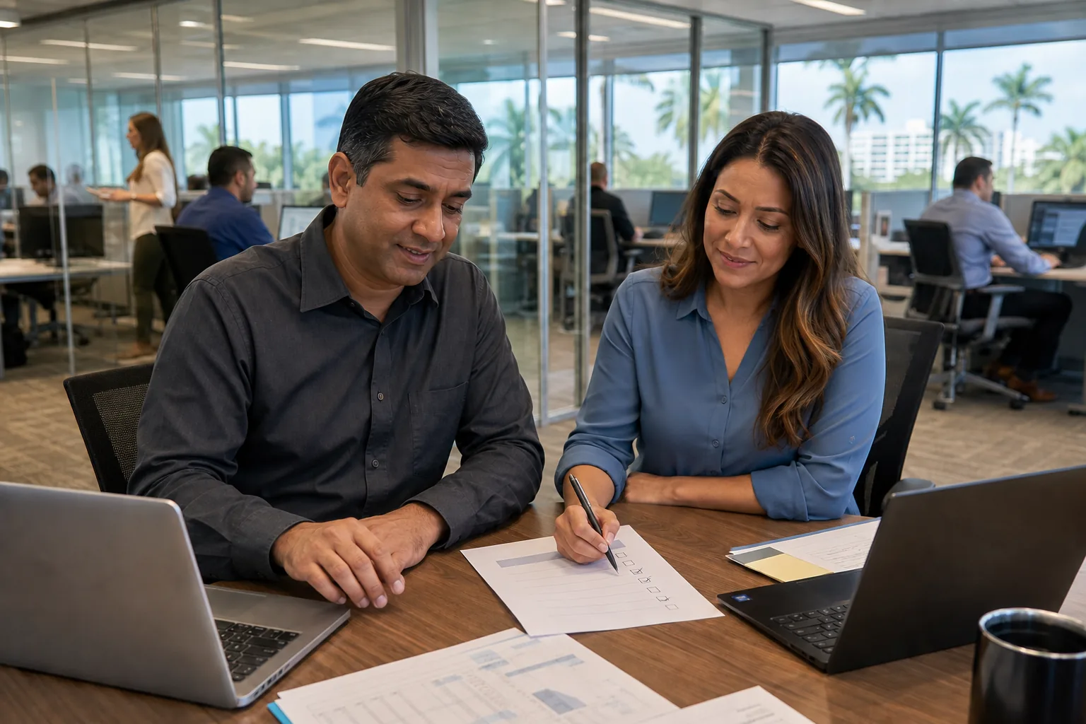 The operations team discusses its continuity checklist with a clearer plan.